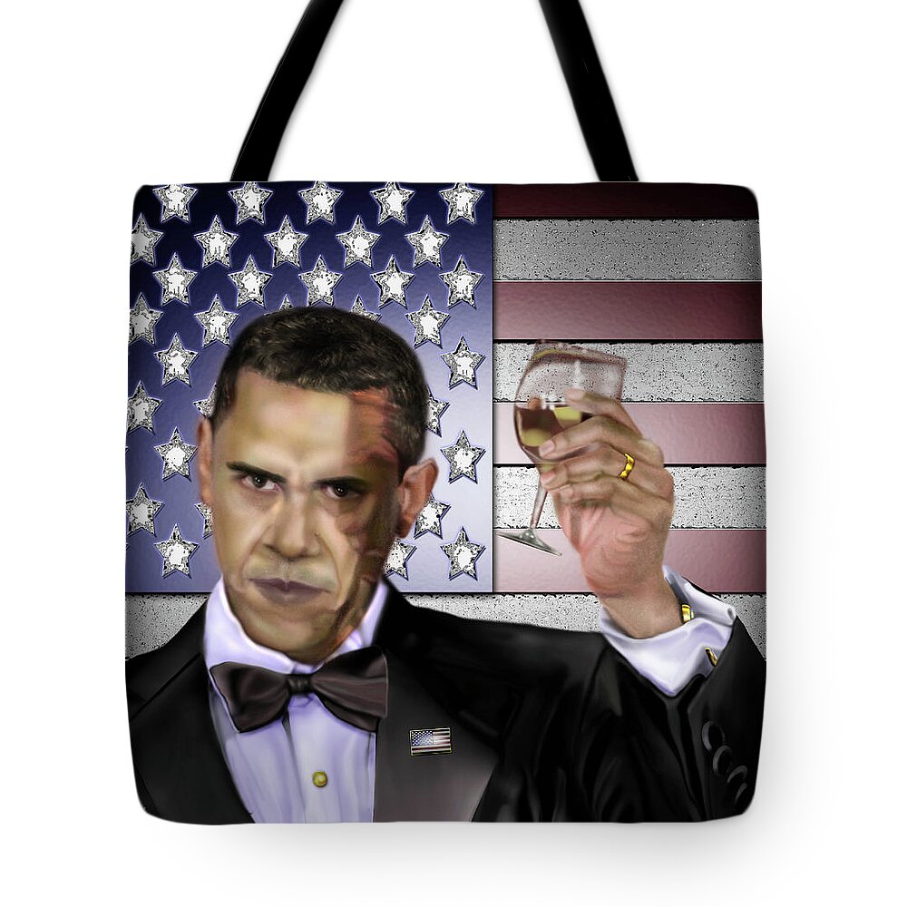 Barack Obama Tote Bag featuring the painting Toast - Respect by Reggie Duffie