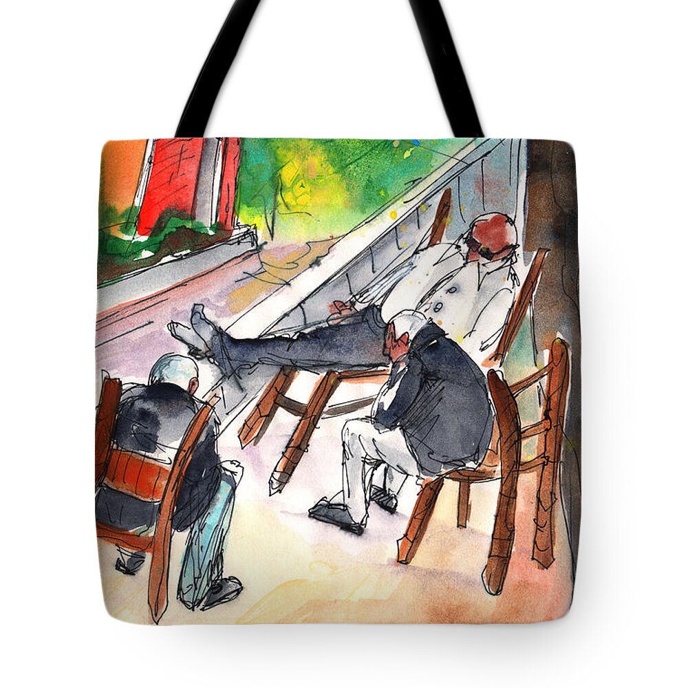 Travel Art Tote Bag featuring the painting Together Old in Crete 01 by Miki De Goodaboom