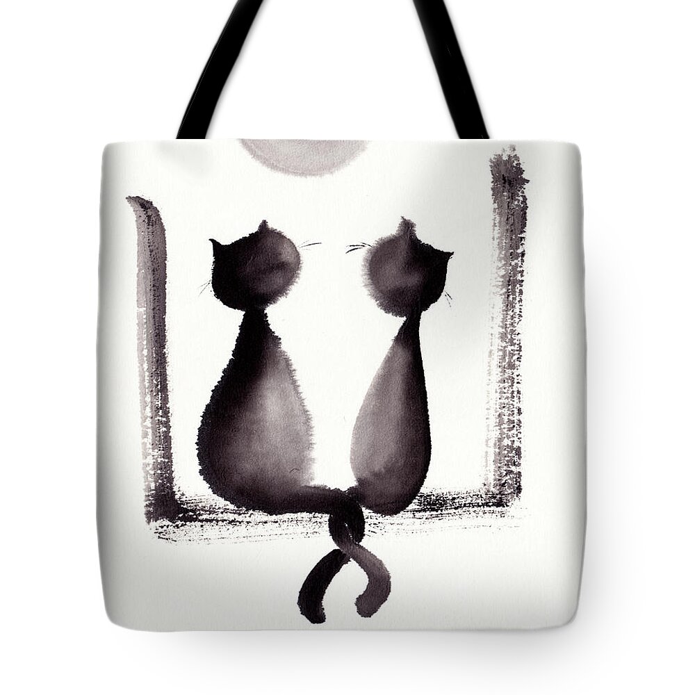 Sumie Tote Bag featuring the painting Together We'll Grow Old by Oiyee At Oystudio