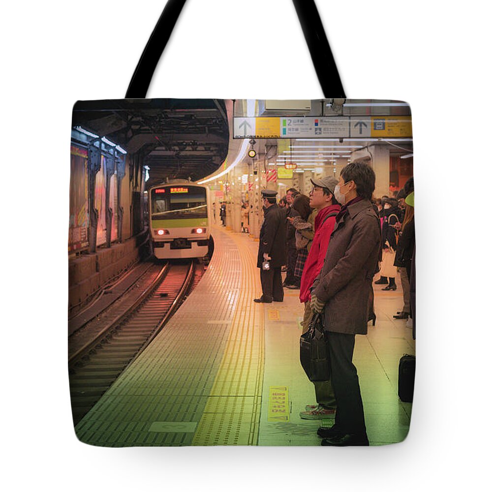 Pedestrians Tote Bag featuring the photograph Tokyo Metro, Japan by Perry Rodriguez