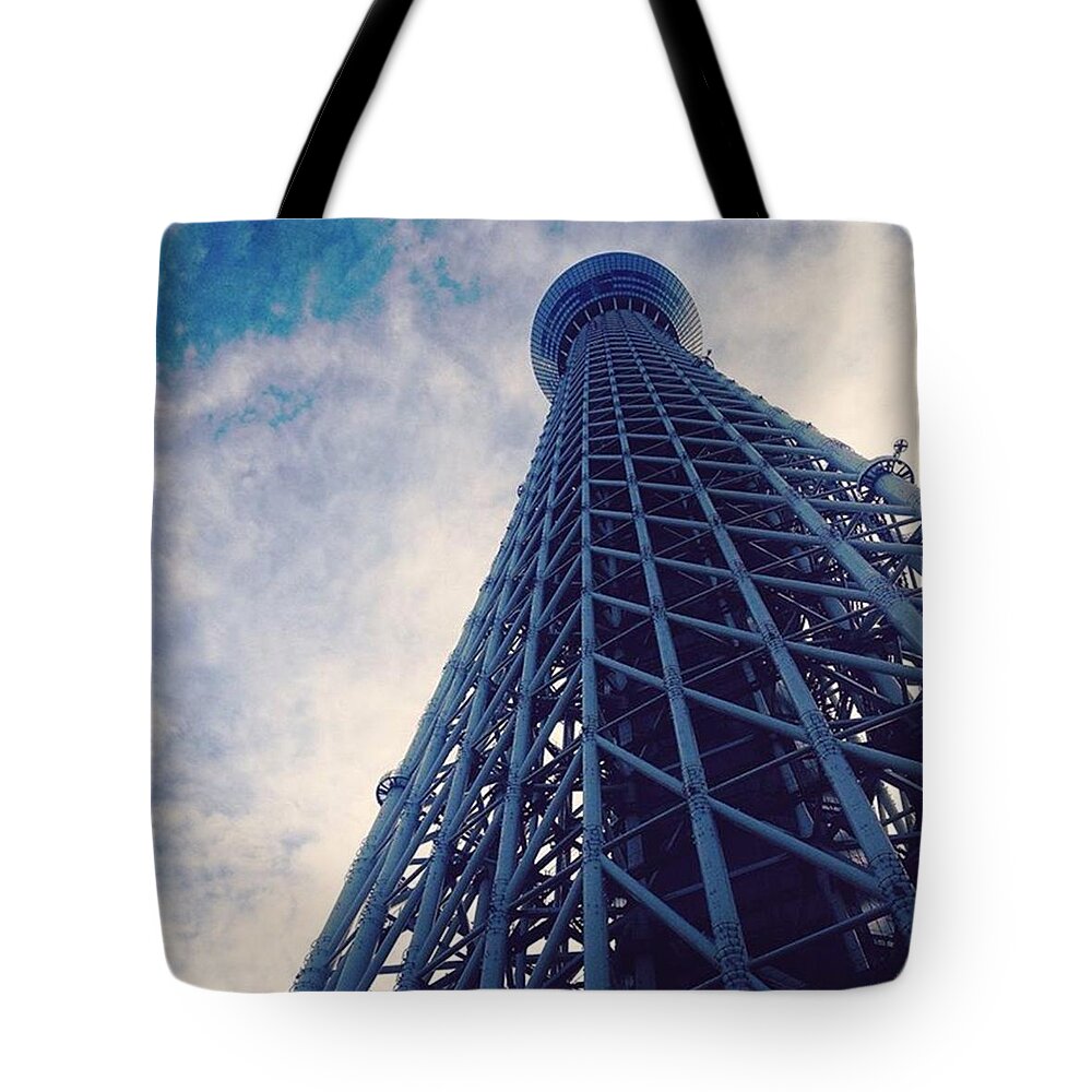Sky Tree Tote Bag featuring the photograph Skytree Tower From The Bottom, Tokyo, Japan by Yoshiaki Tanaka