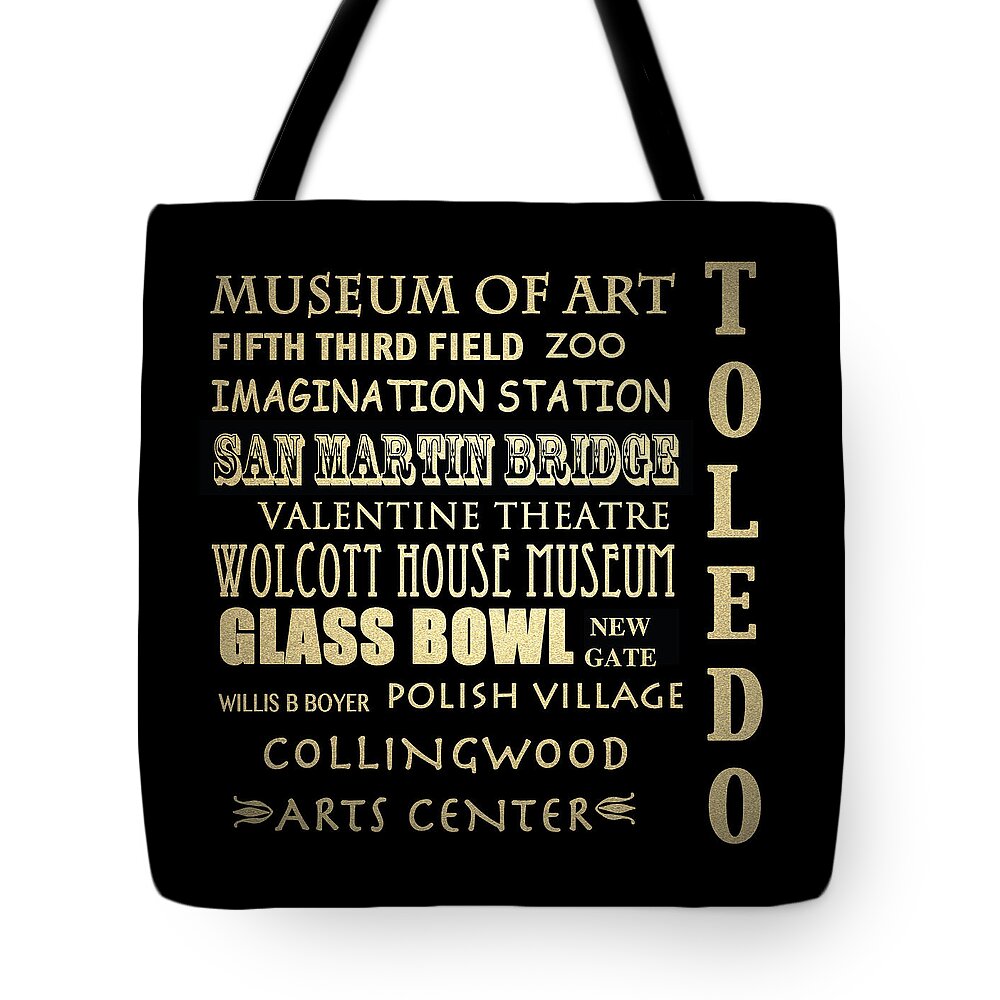 Toledo Tote Bag featuring the digital art Toledo Ohio Famous Landmarks by Patricia Lintner