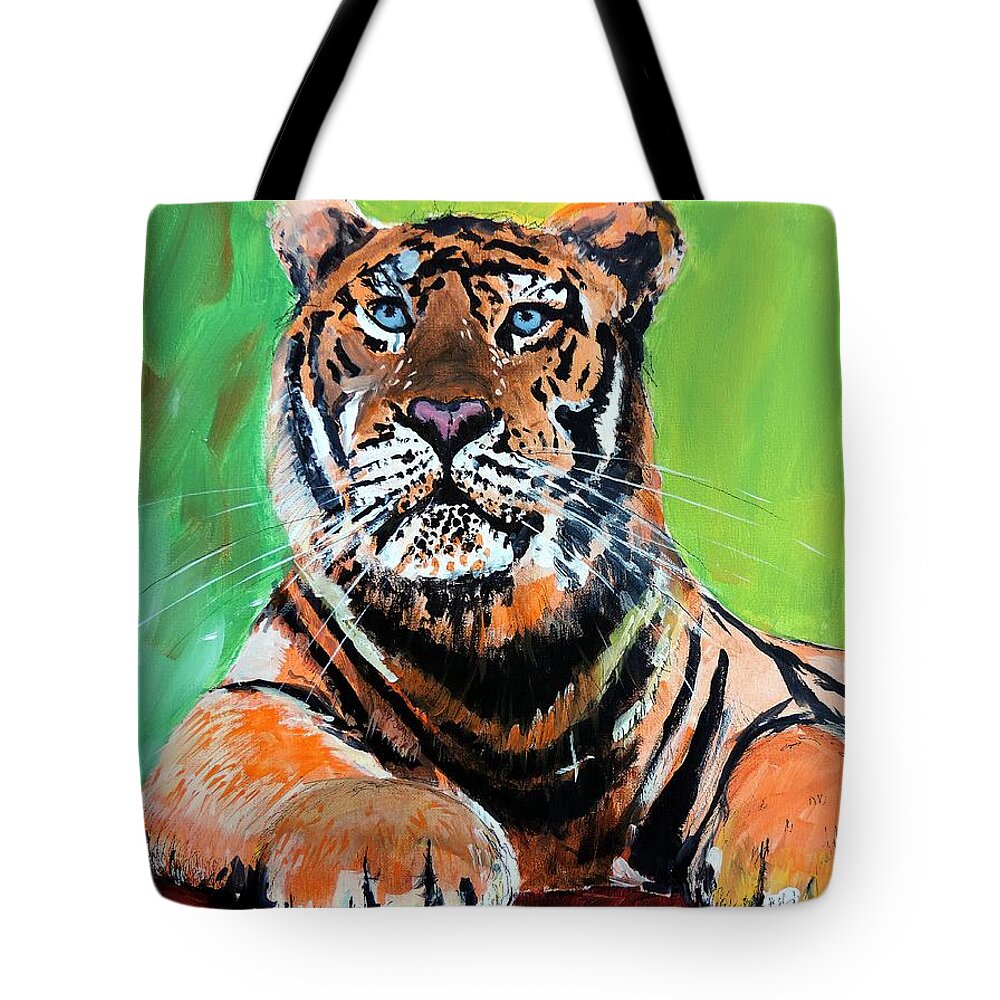 Wild Tote Bag featuring the painting Tom Tiger by Tom Riggs