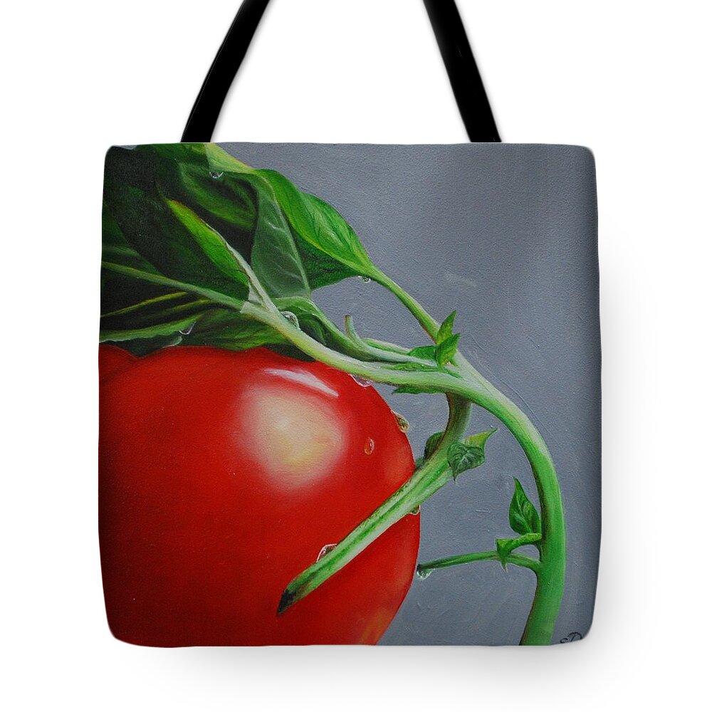 Tomato Tote Bag featuring the painting Tomato and Basil by Emily Page
