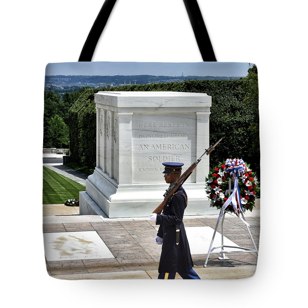 tomb Of The Unknowns Tote Bag featuring the photograph Tomb of the Unknowns - Arlington National Cemetery by Brendan Reals