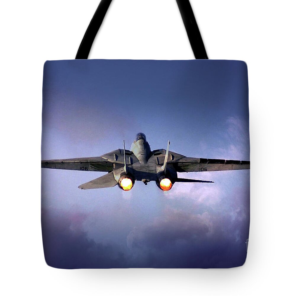 F-14 Tomcat Tote Bag featuring the digital art Tomcat Takes Flight by Airpower Art