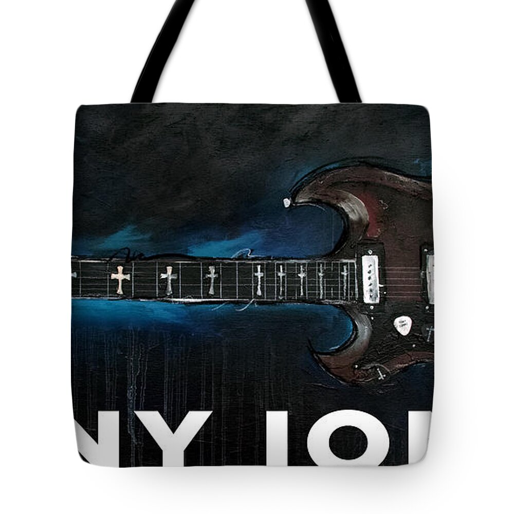 Randy Rhodes Tote Bag featuring the painting Tony Iommi Old Boy by Sean Parnell