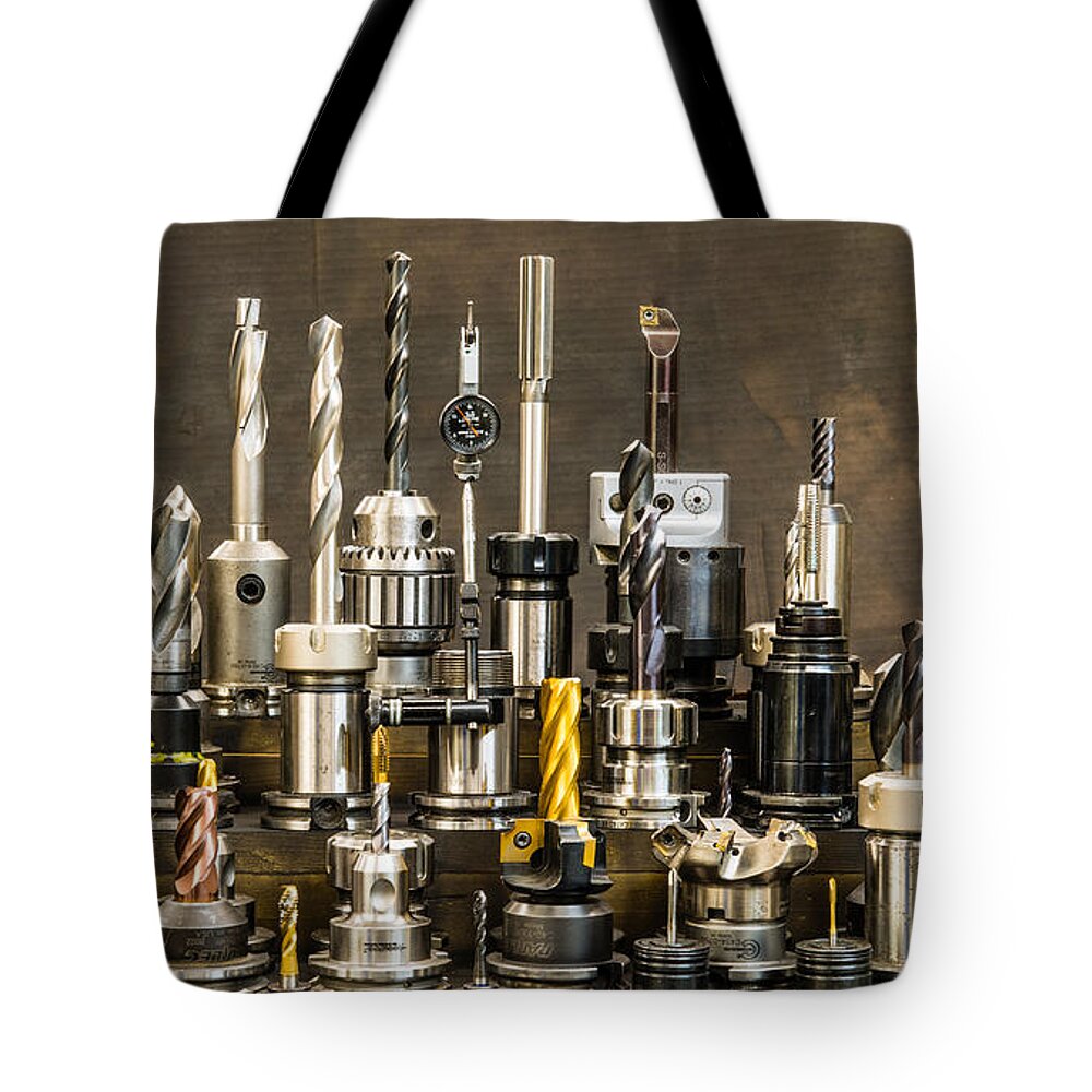 Freidlund Tote Bag featuring the photograph Toolmakers Cutting Tools by Paul Freidlund