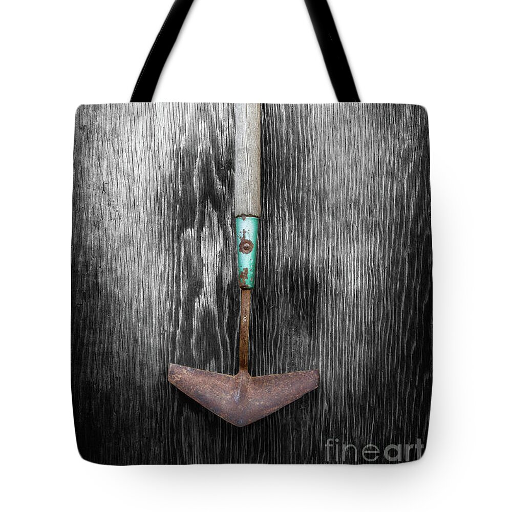 Antique Tote Bag featuring the photograph Tools On Wood 5 on BW by YoPedro