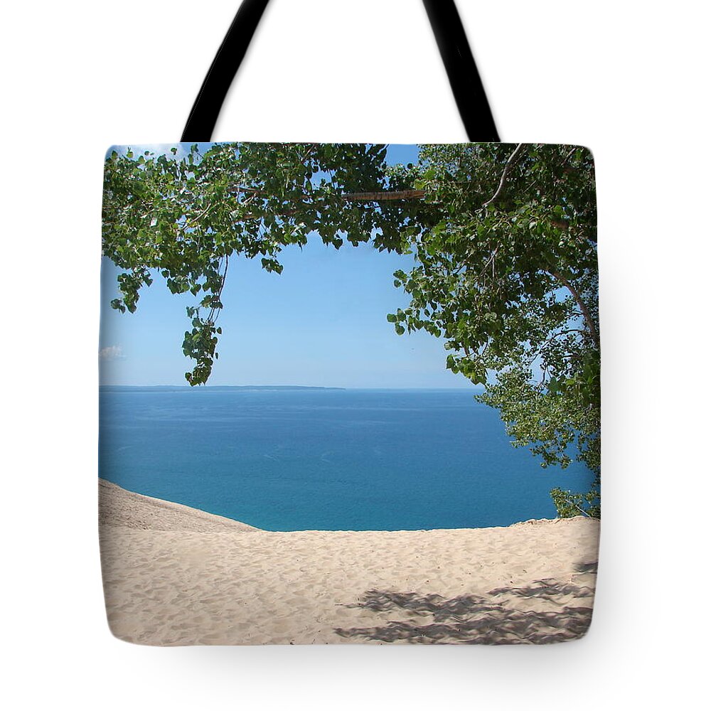 Sleeping Bear Dunes Tote Bag featuring the photograph Top of the Dune at Sleeping Bear by Michelle Calkins