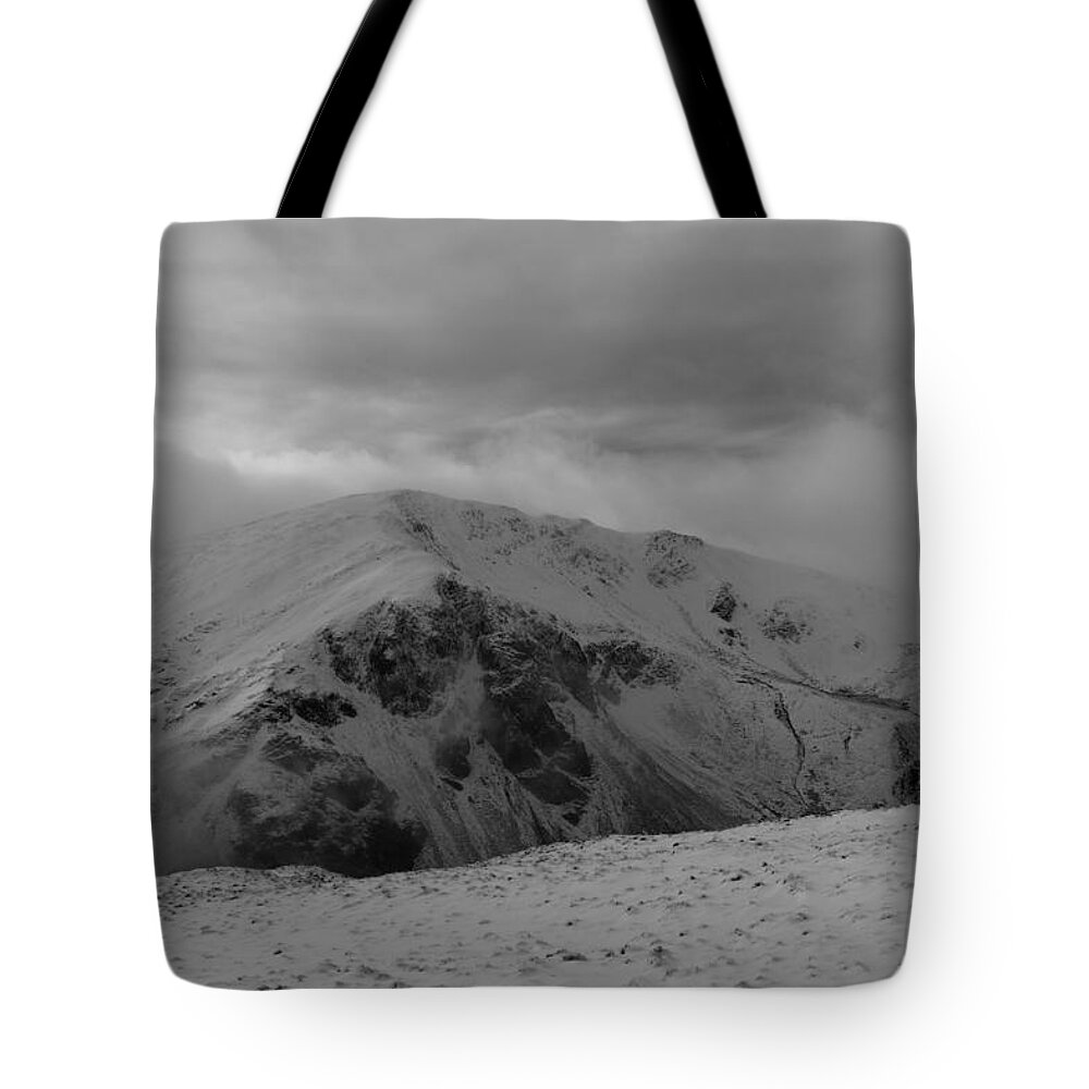 Nature Tote Bag featuring the photograph Top of the hill black and white by Lukasz Ryszka