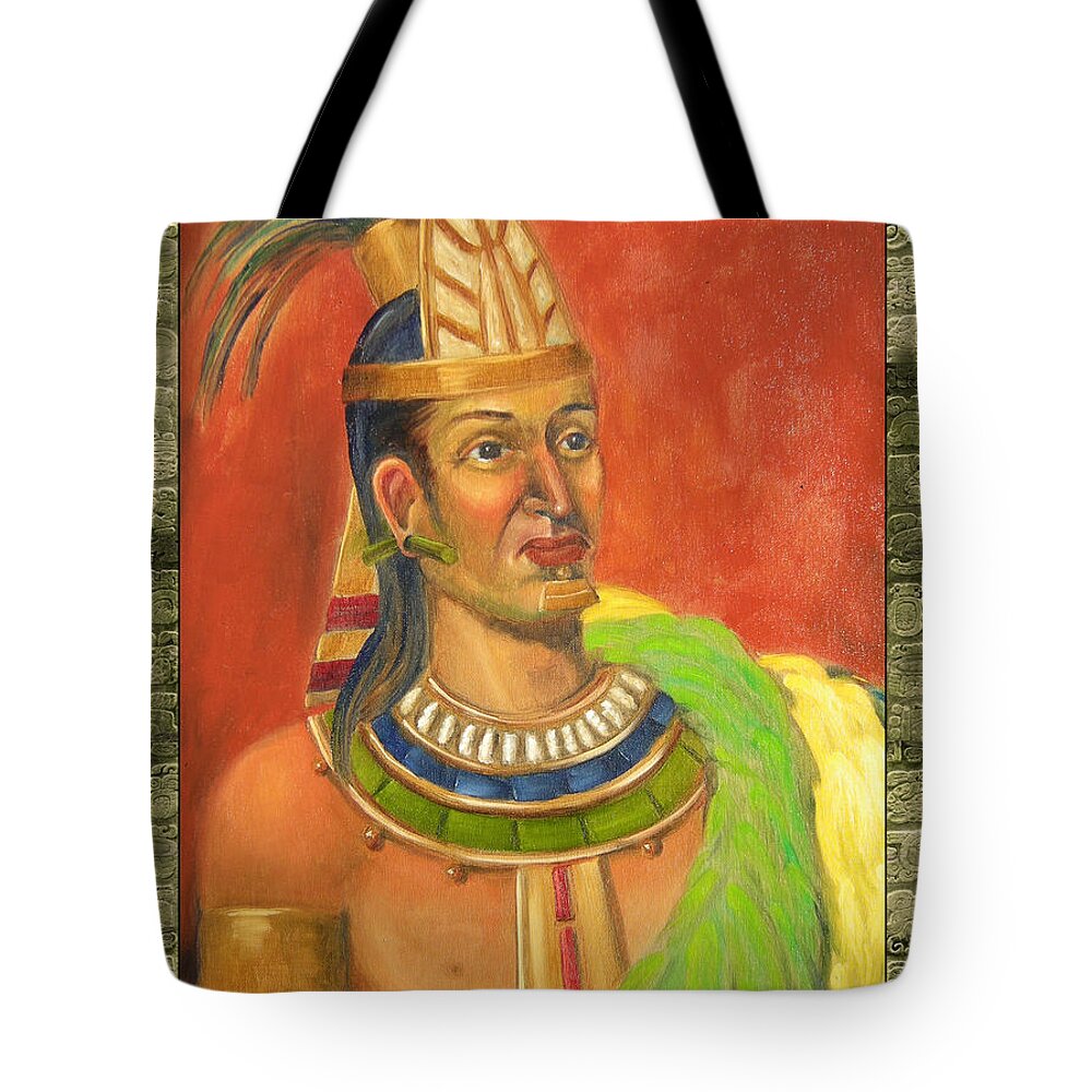 Aztec Tote Bag featuring the painting Topiltzin Illustration by Lilibeth Andre