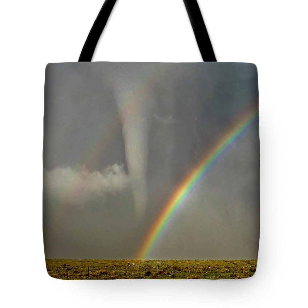 Tornado Tote Bag featuring the photograph Tornado and the Rainbow II by Ed Sweeney