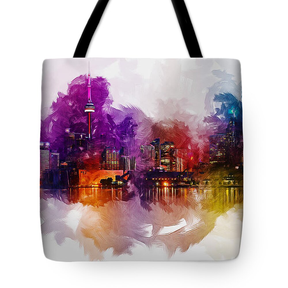 Canada Tote Bag featuring the digital art Toronto Canada Skyline by Ian Mitchell