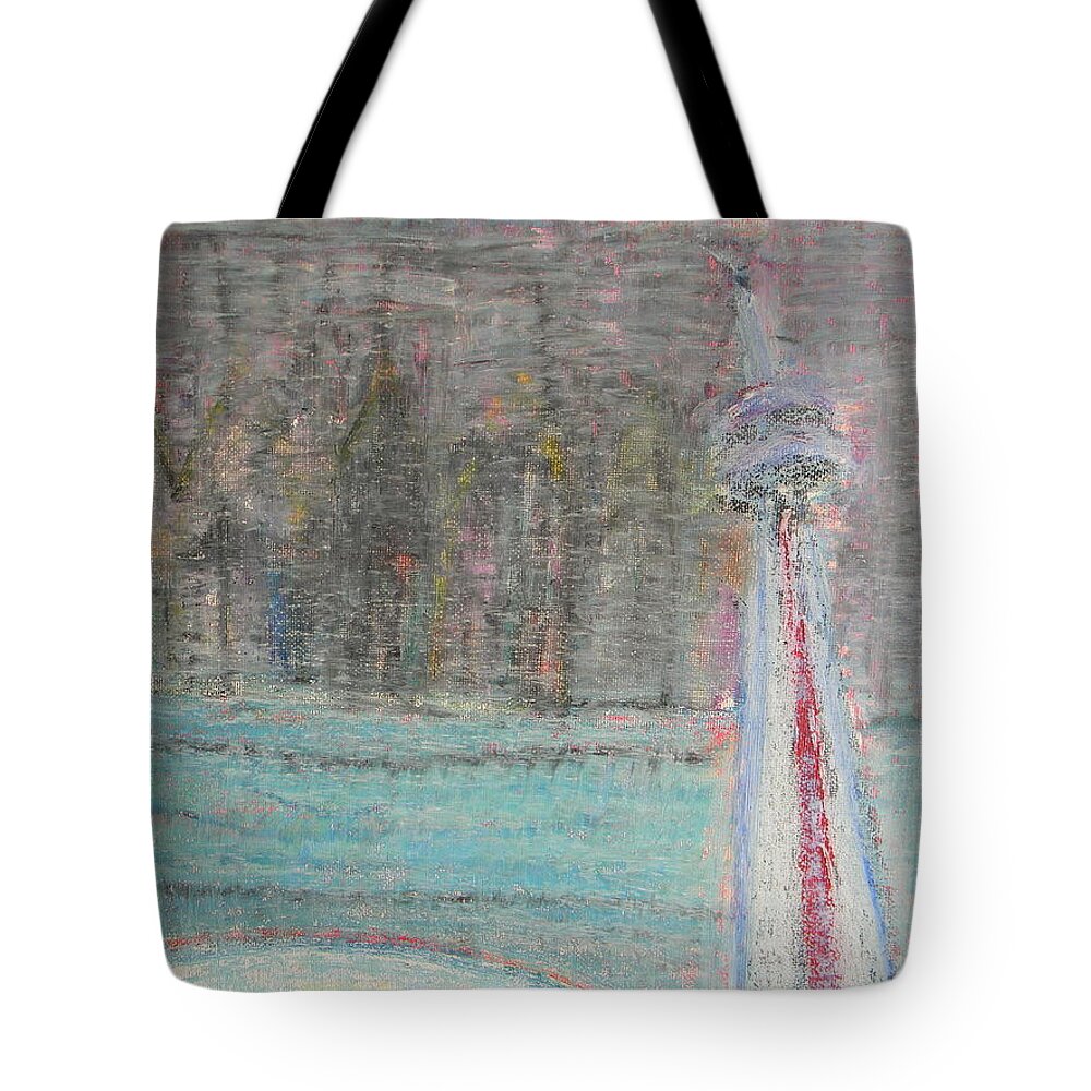 Toronto Tote Bag featuring the painting Toronto the Confused by Marwan George Khoury
