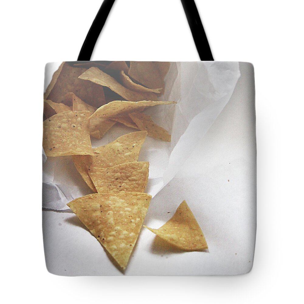 Chips Tote Bag featuring the mixed media Tortilla Chips- Photo by Linda Woods by Linda Woods
