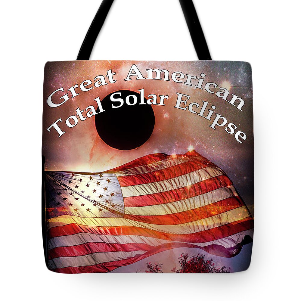 Appalachia Tote Bag featuring the photograph Total Eclipse of the Sun flag Tree Art by Debra and Dave Vanderlaan