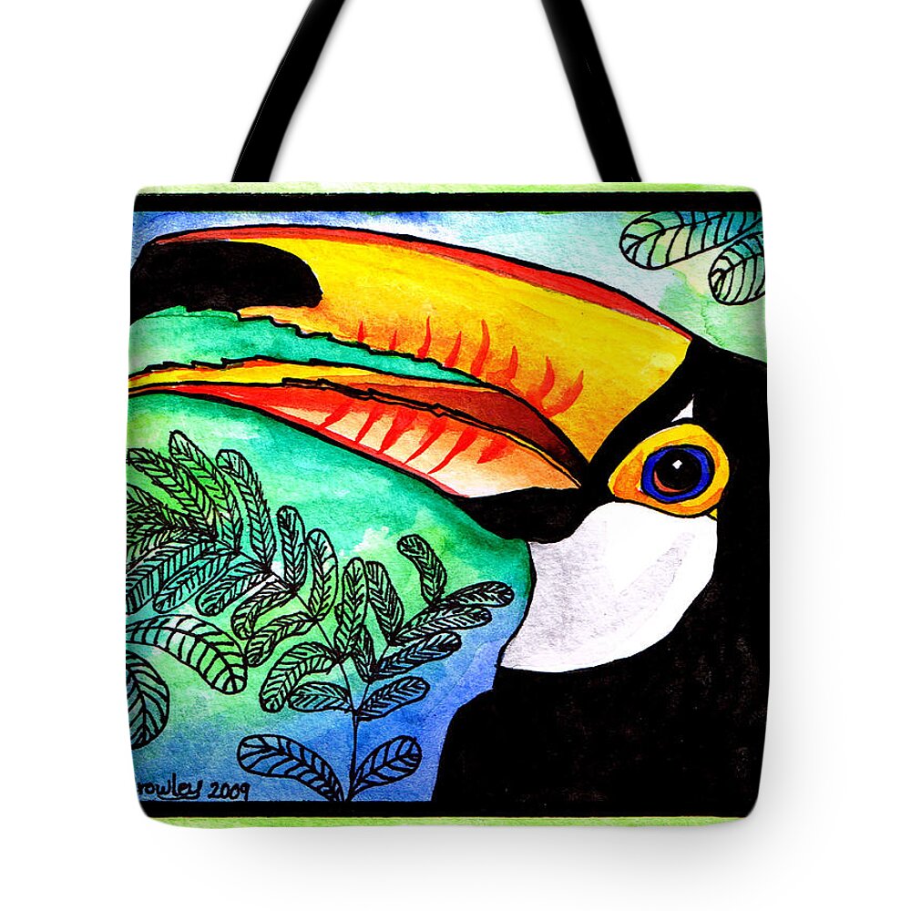Toucan Tote Bag featuring the painting Toucan by Chris Crowley