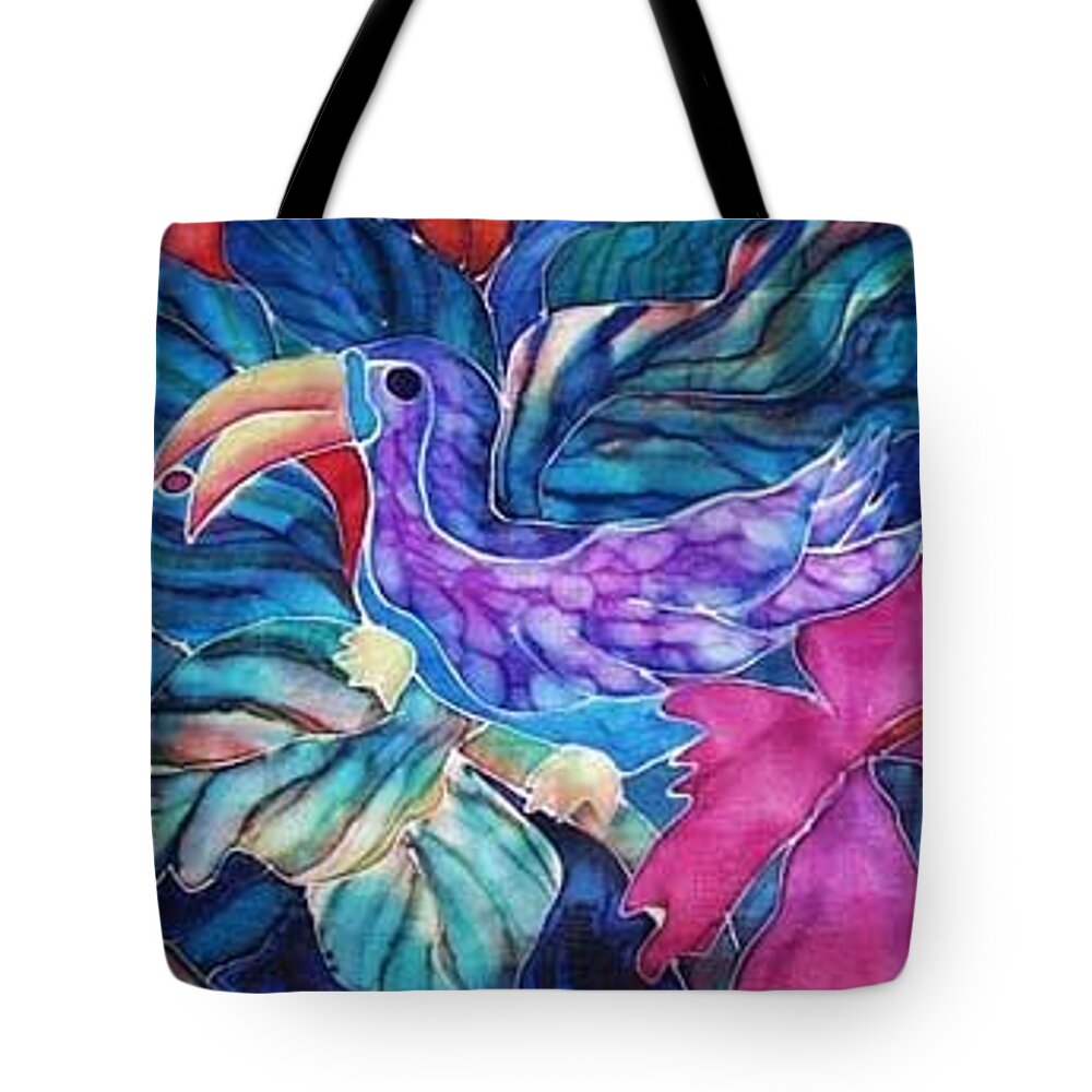 Tropical Tote Bag featuring the painting Toucan Two by Francine Dufour Jones