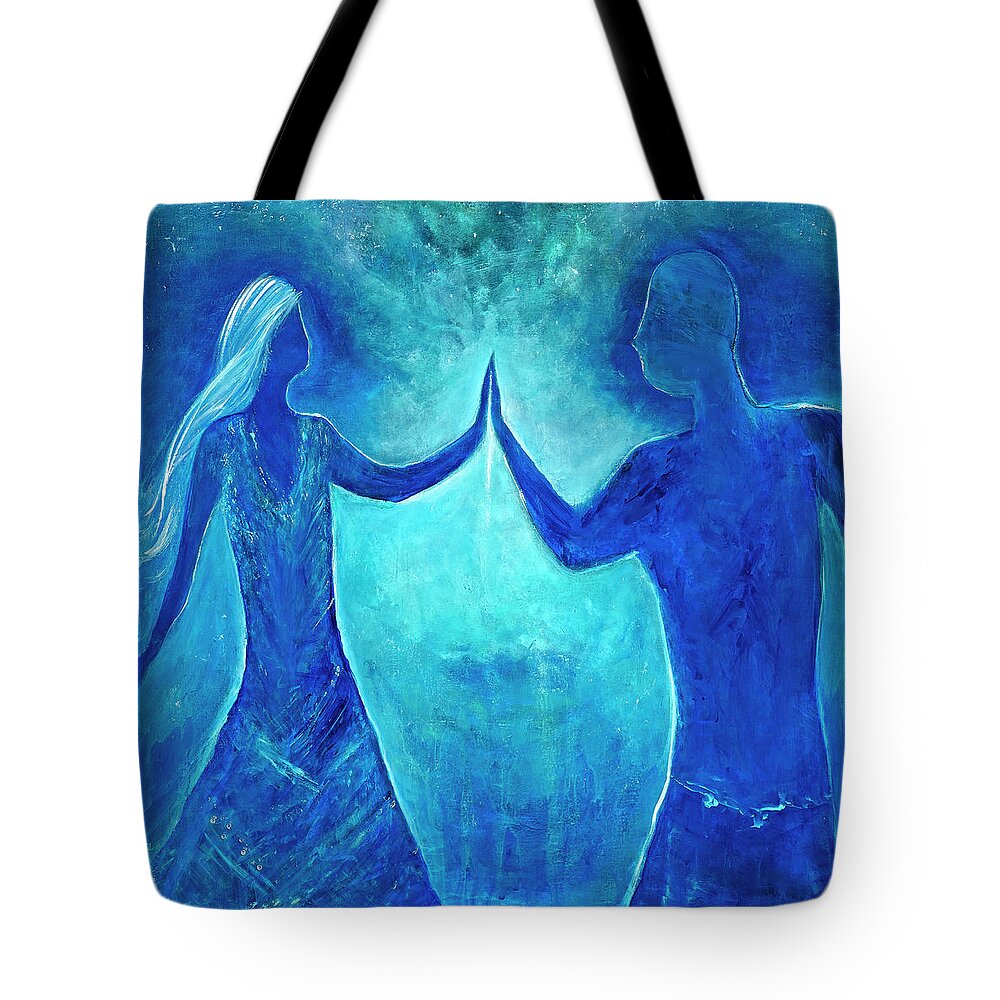 Soulmate Tote Bag featuring the painting Touch by Lily Nava-Nicholson
