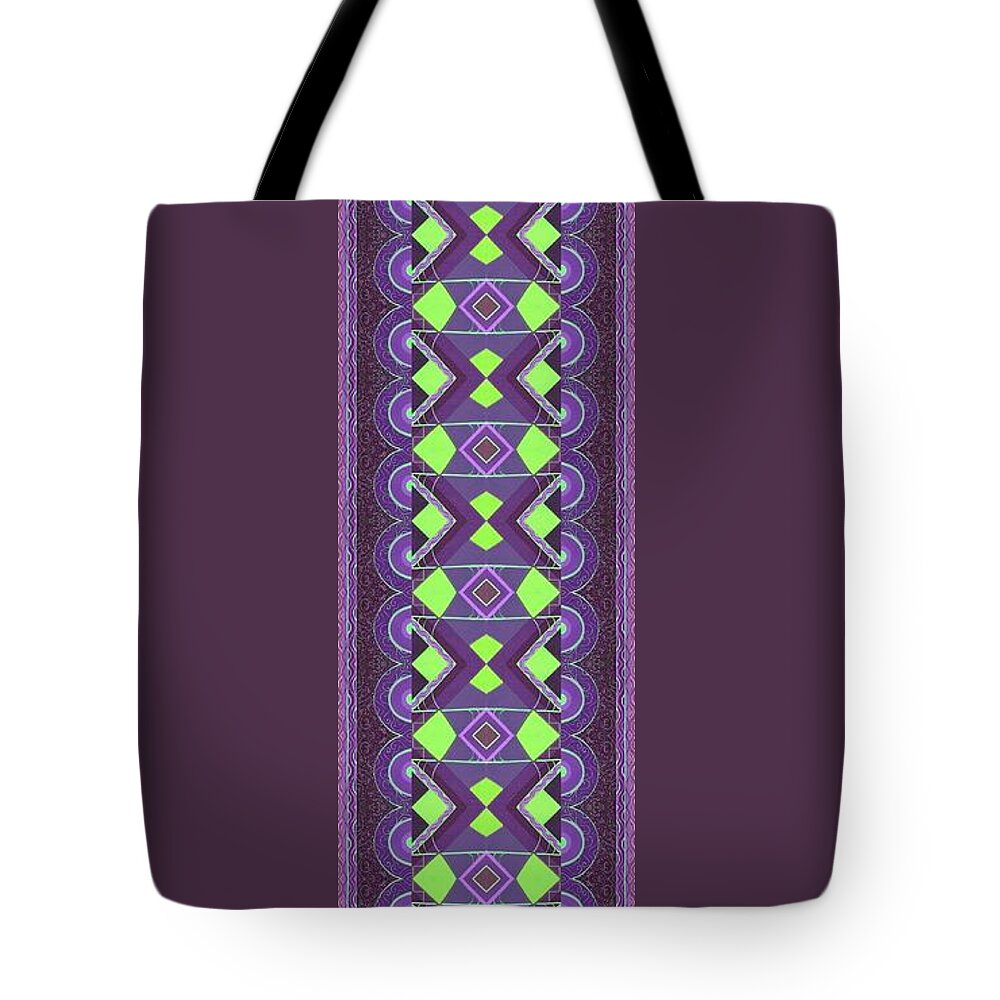 Hope Tote Bag featuring the mixed media Touch of Color - Green and Purple Variation by Helena Tiainen
