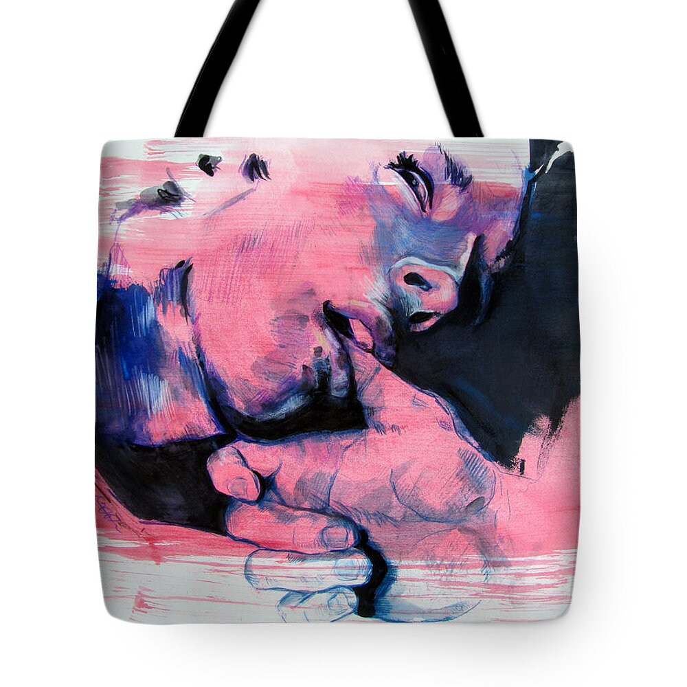 Love Tote Bag featuring the painting Tough Love by Rene Capone