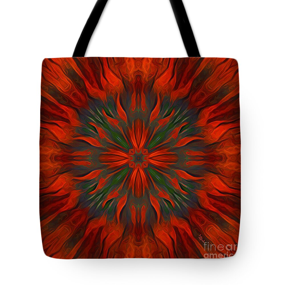 Red Tote Bag featuring the digital art Tough red by Giada Rossi