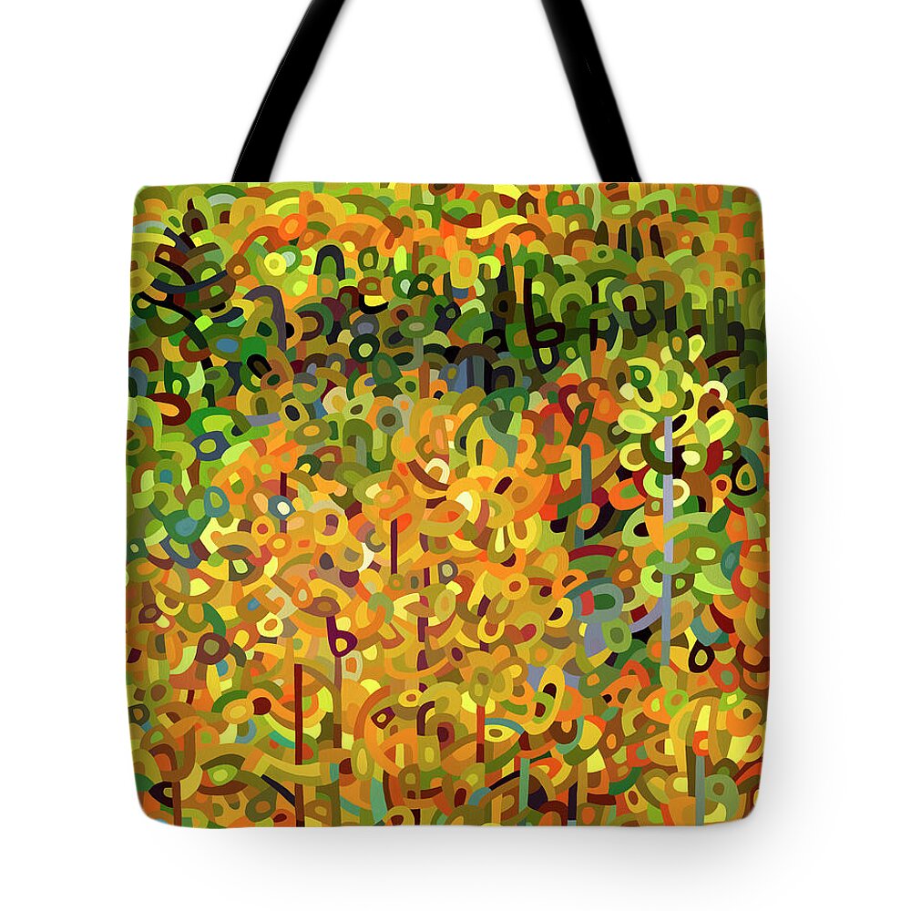 Fine Art Tote Bag featuring the painting Towards Autumn by Mandy Budan