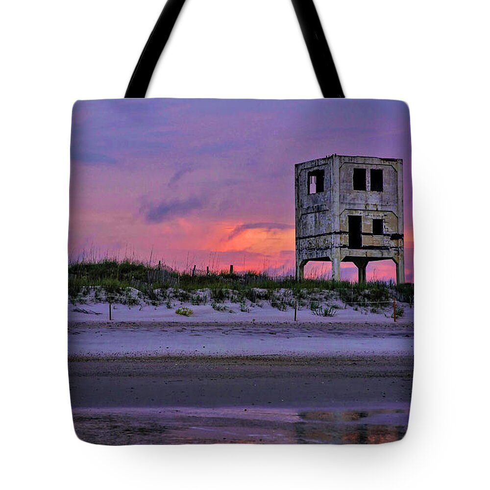 Sunrise Tote Bag featuring the photograph Tower 6 Glow by DJA Images