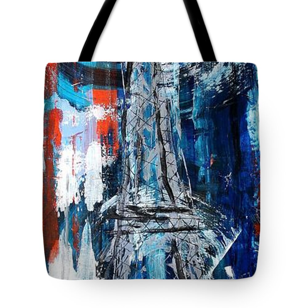 Eiffel Tote Bag featuring the painting Tower Eiffel by J Vincent Scarpace