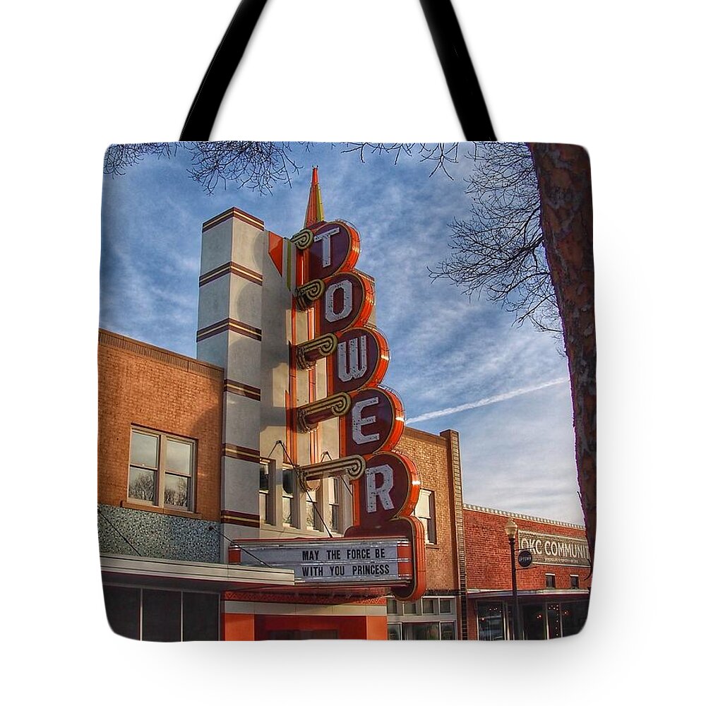 23 Tote Bag featuring the photograph Tower Theater by Buck Buchanan