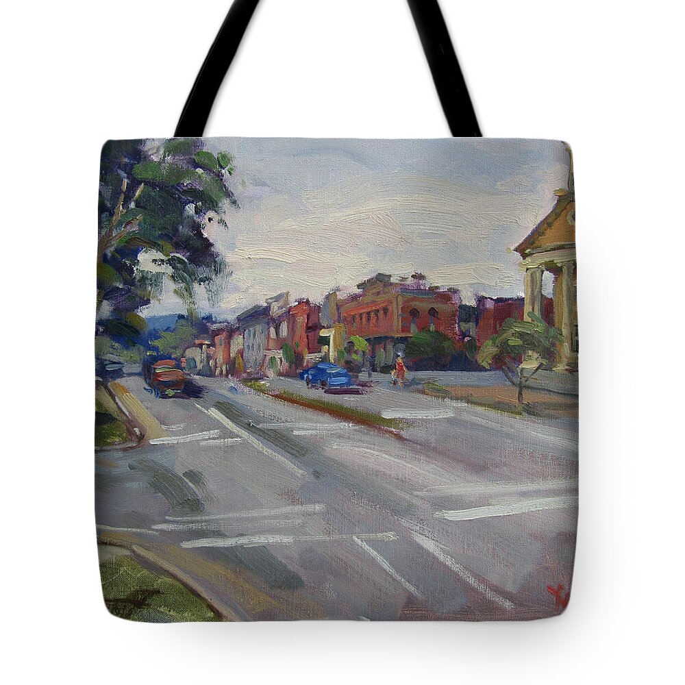Town Tote Bag featuring the painting Town of Canandaigua NY by Ylli Haruni