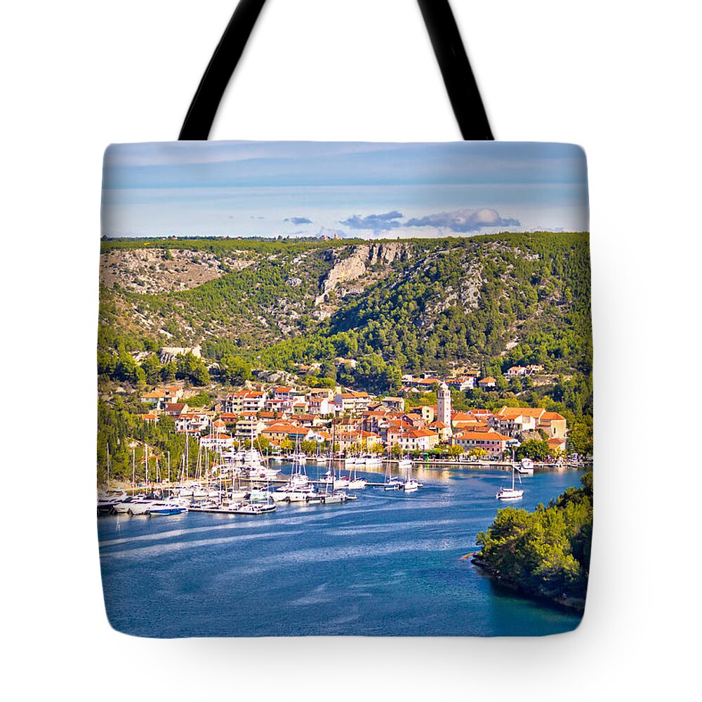 Krka Tote Bag featuring the photograph Town of Skradin on Krka river by Brch Photography