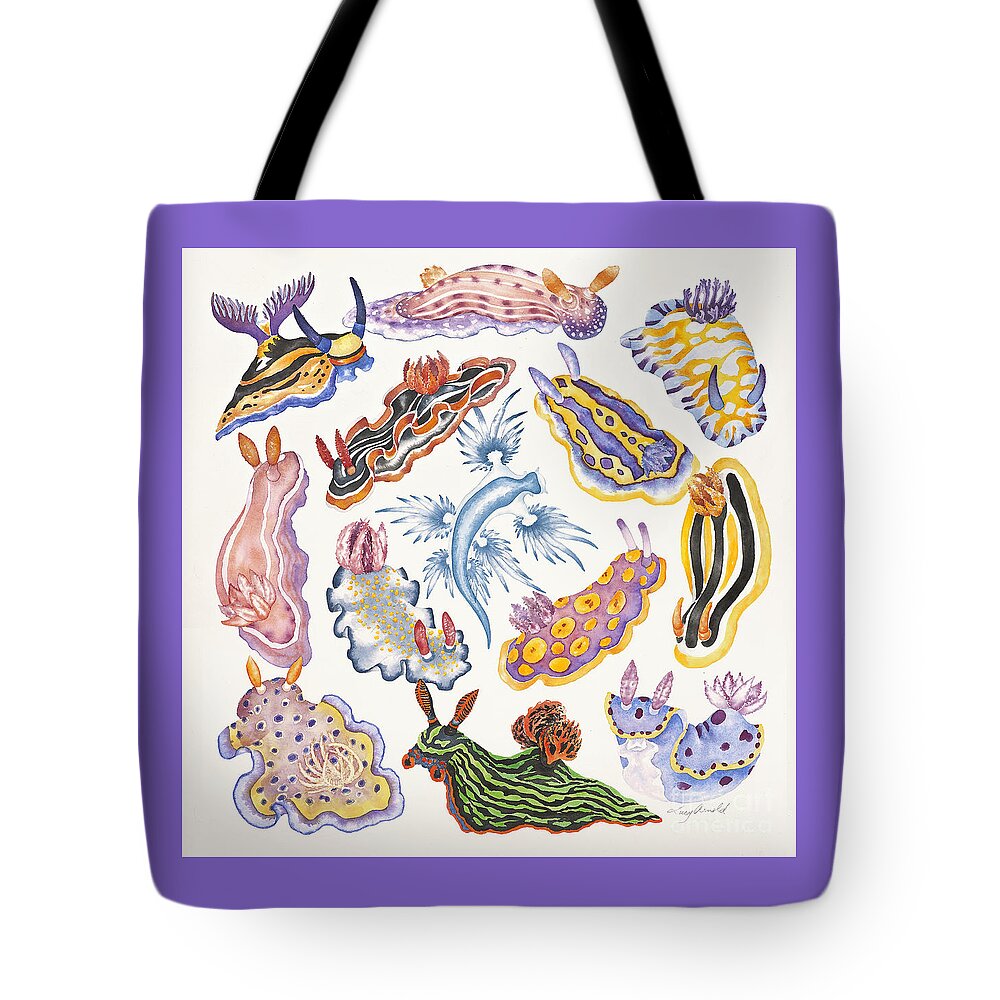 Sea Slugs Tote Bag featuring the painting Toxic Tango I Sea Slugs by Lucy Arnold