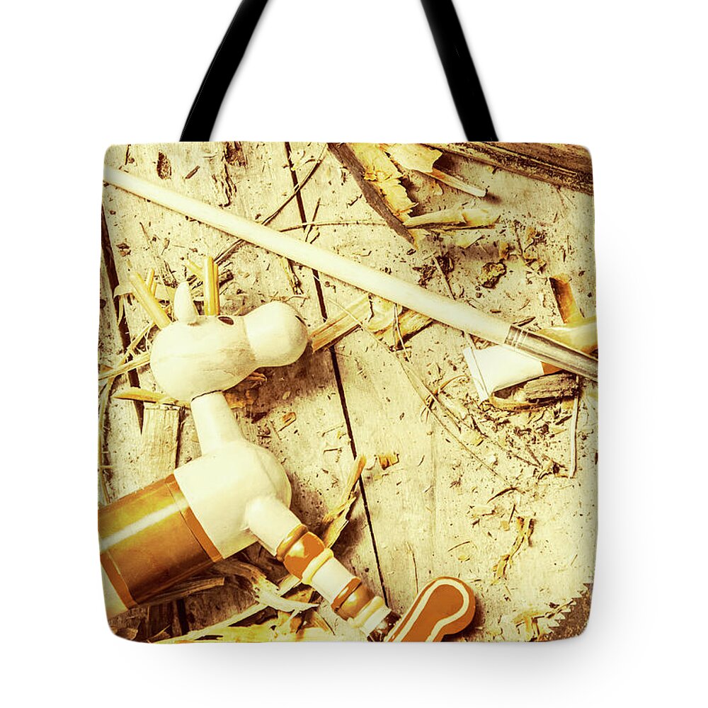 Christmas Tote Bag featuring the photograph Toy making at santas workshop by Jorgo Photography