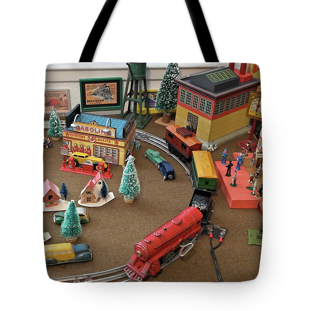 Toys Tote Bag featuring the photograph Toytown - Train Set Overview by Michele Myers