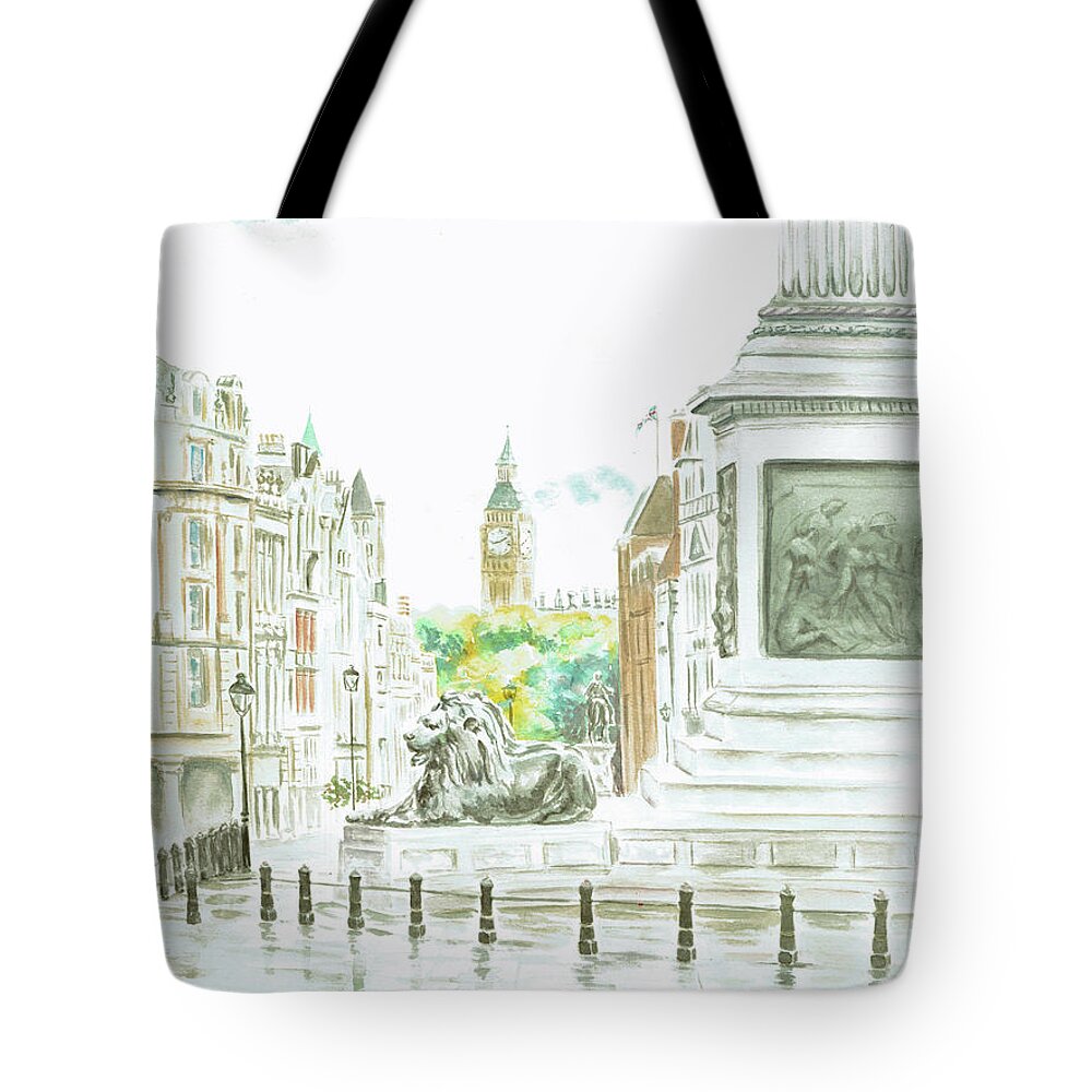 London Tote Bag featuring the painting Trafalgar Square by Elizabeth Lock