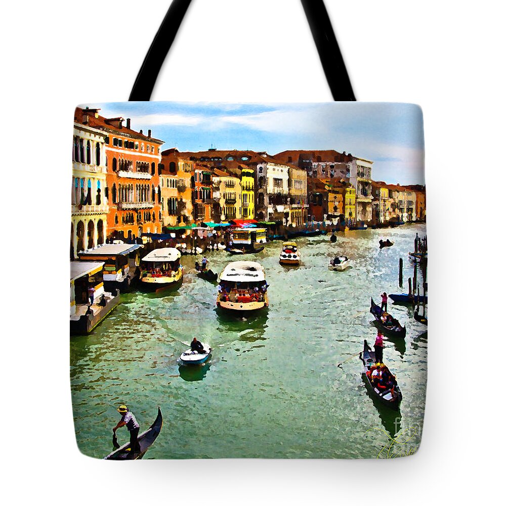 Venice Tote Bag featuring the photograph Traghetto, Vaporetto, Gondola by Tom Cameron