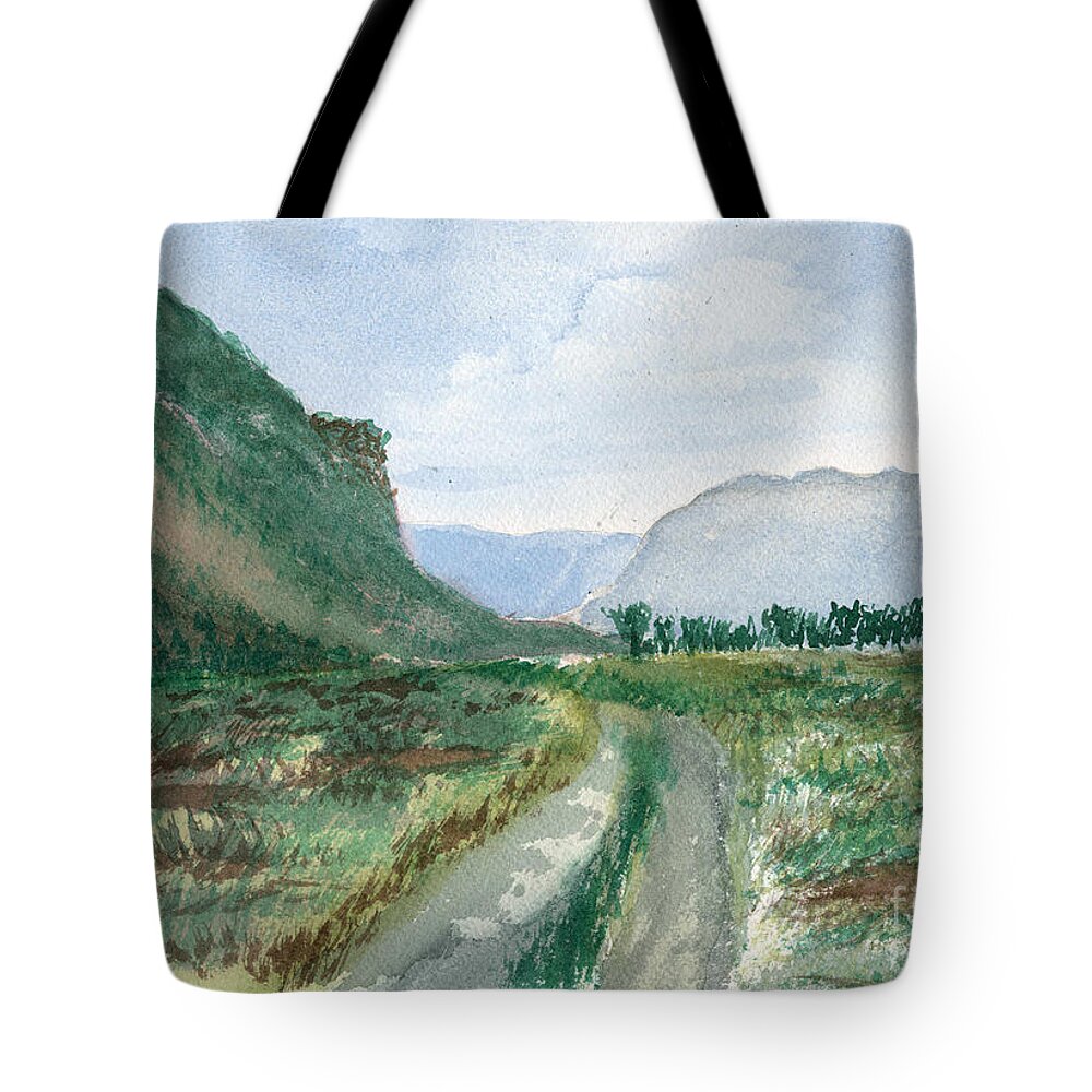 Kootenai Tote Bag featuring the painting Trail To Canada by Victor Vosen