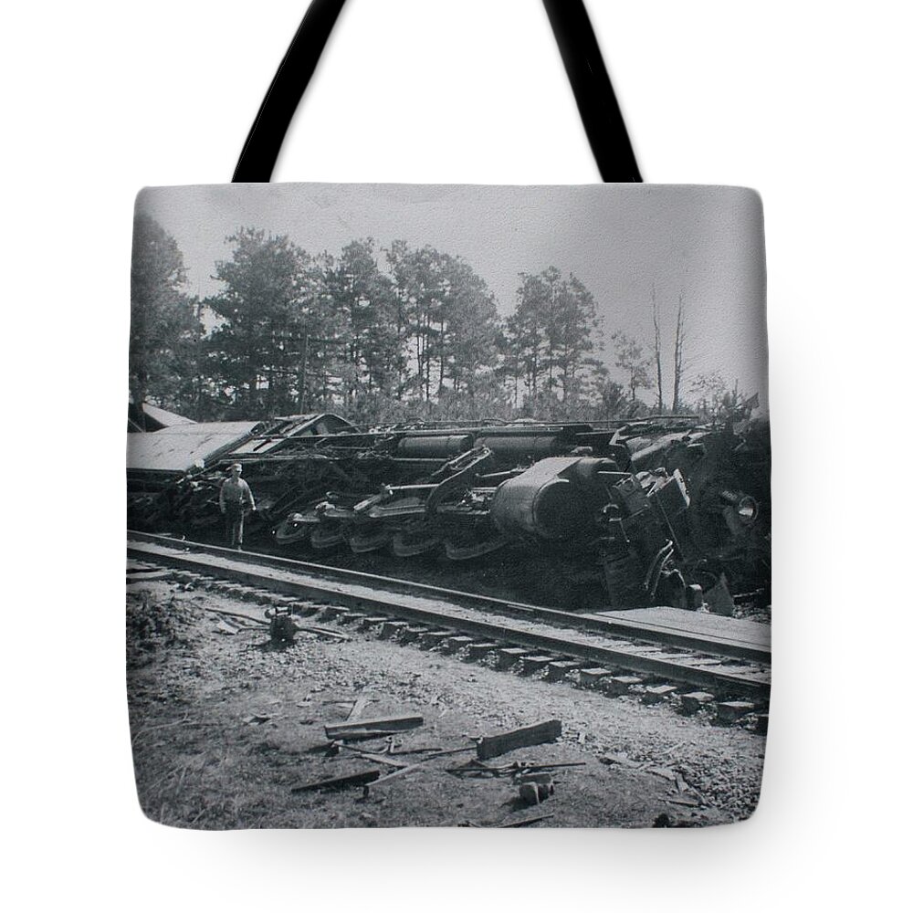 Train Tote Bag featuring the photograph Train Derailment by Jeanne May