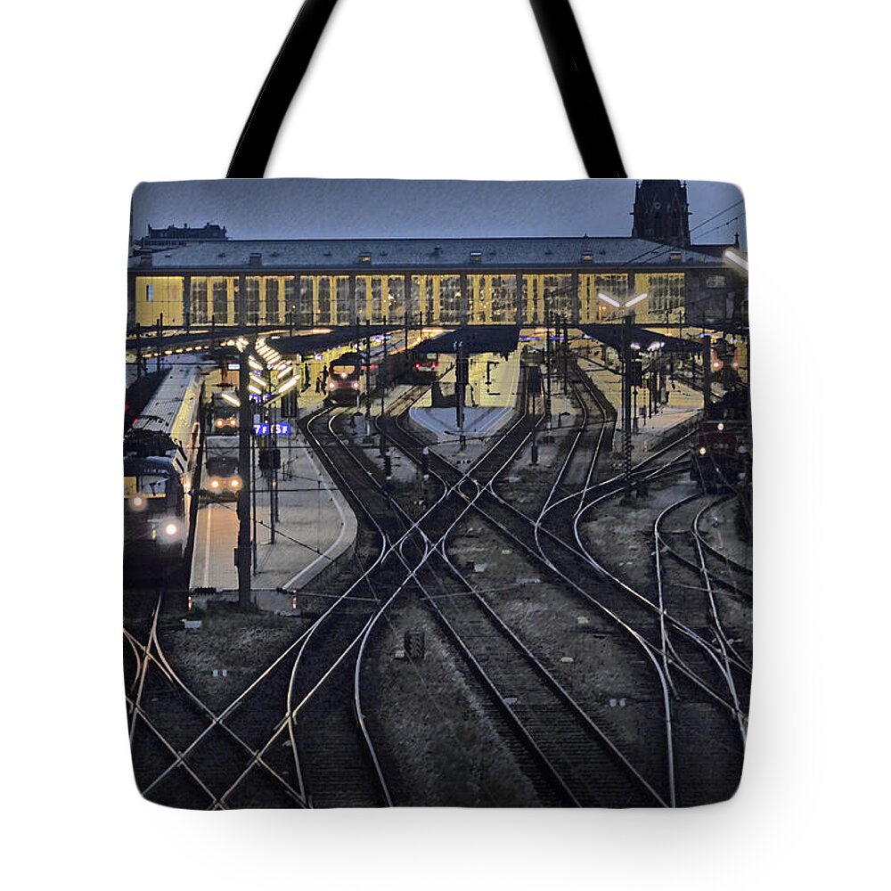 Train Station Tote Bag featuring the photograph Train Station by Elaine Berger
