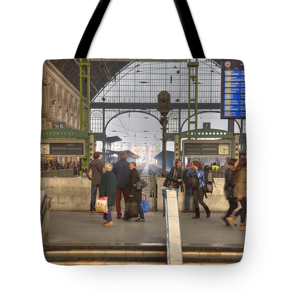 Train Tote Bag featuring the photograph Train Station in Budapest by Matthew Bamberg