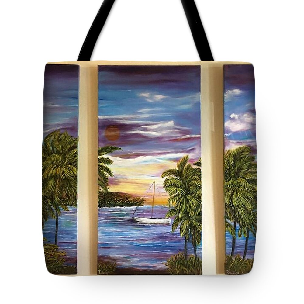 Beach Evening Tote Bag featuring the painting In Remembrance of Kapoho Tranquility by Michael Silbaugh