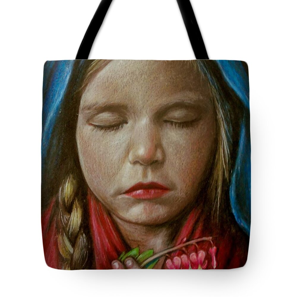 Child Tote Bag featuring the drawing Tranquil Bleeding Hearts by Linda Nielsen