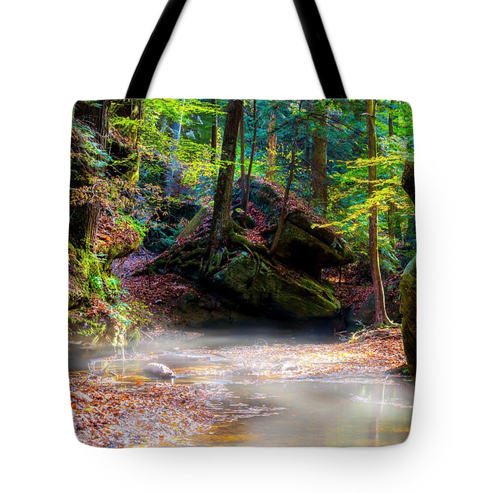 Canyon Tote Bag featuring the photograph Tranquil Mist by David Morefield