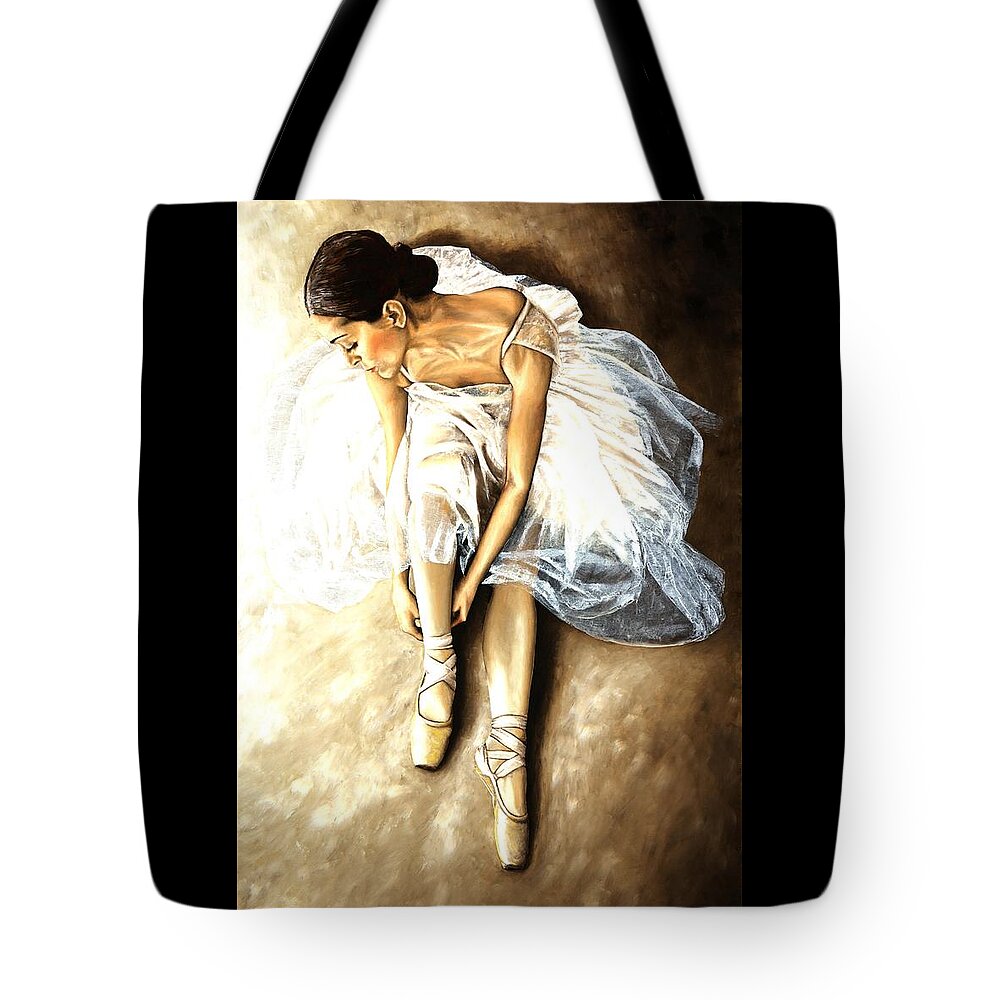 Ballet Tote Bag featuring the painting Tranquil Preparation by Richard Young