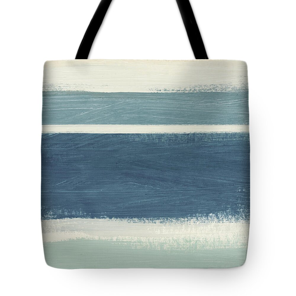 Stripes Tote Bag featuring the painting Tranquil Stripes- Art by Linda Woods by Linda Woods