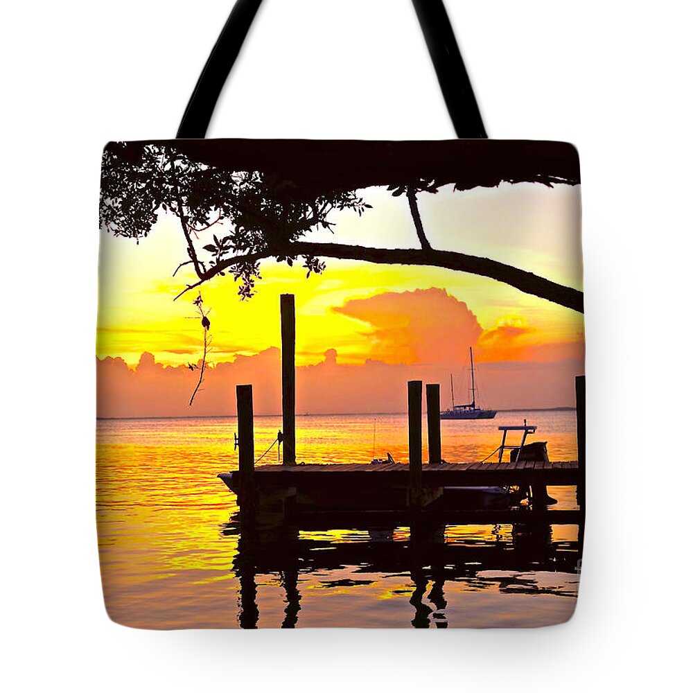 Boat Tote Bag featuring the photograph Tranquil Sunset 2 by Judy Kay