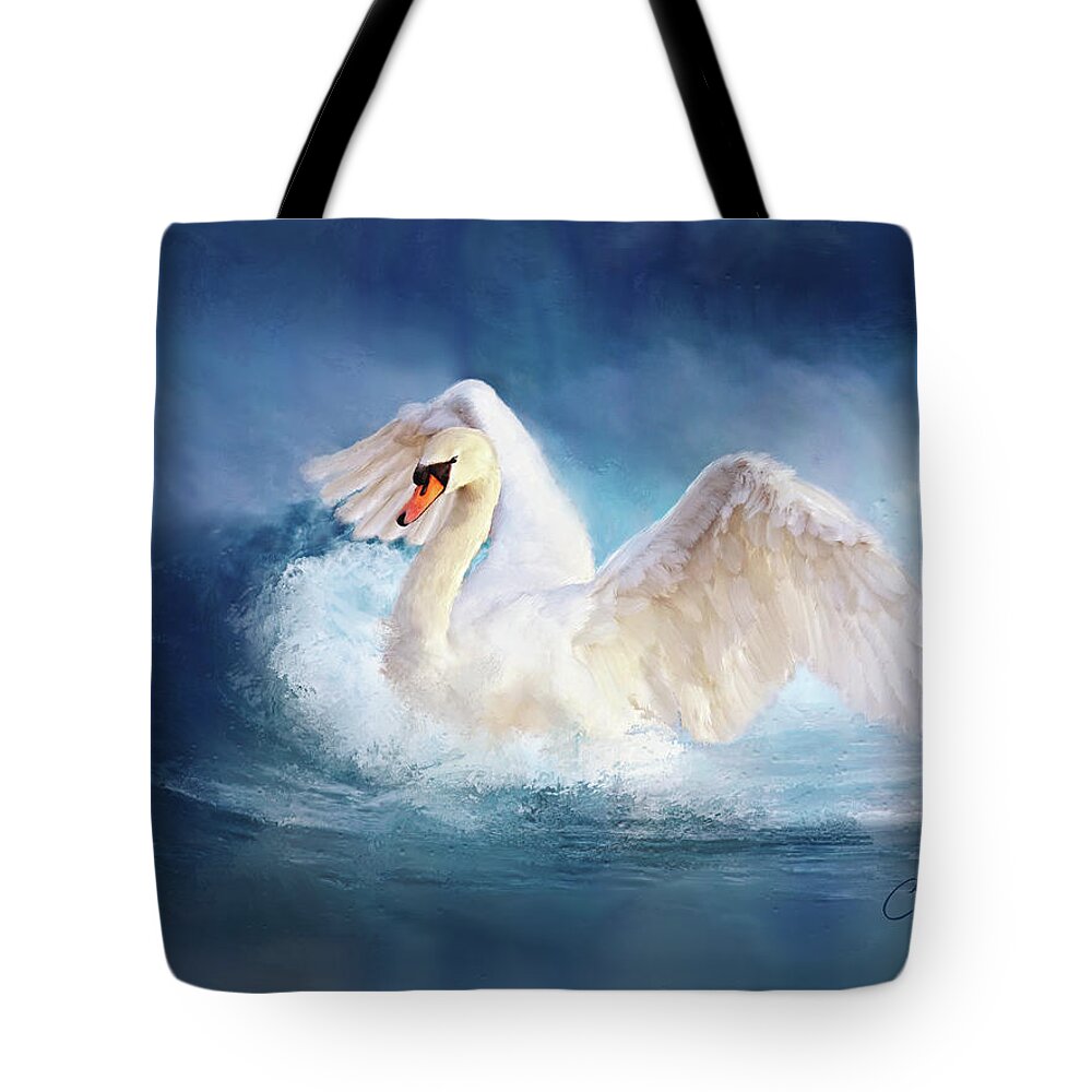 Swan Tote Bag featuring the painting Transcendence by Colleen Taylor