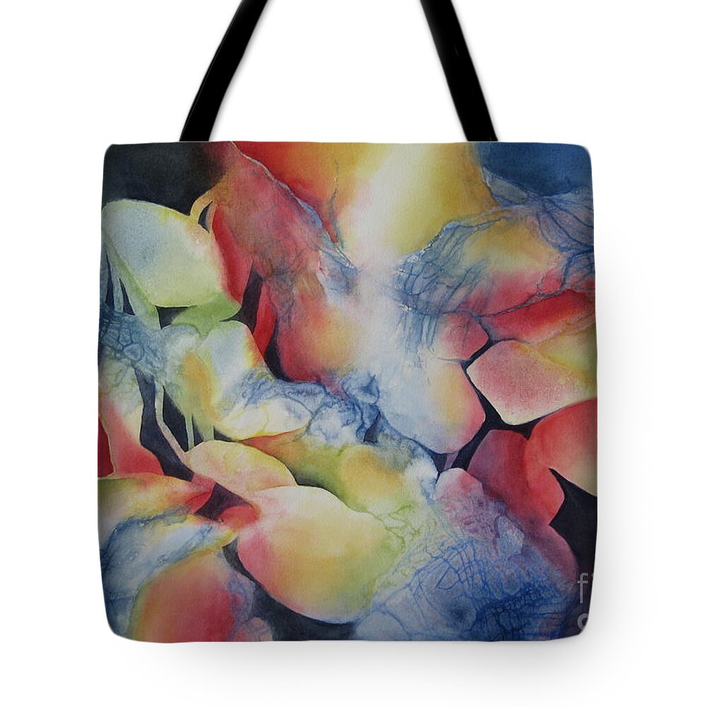 Abstract Tote Bag featuring the painting Transformation by Deborah Ronglien